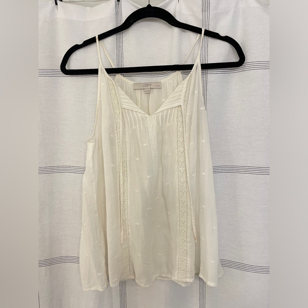 LOFT bohemian tank Ivory Embroidered Camisole